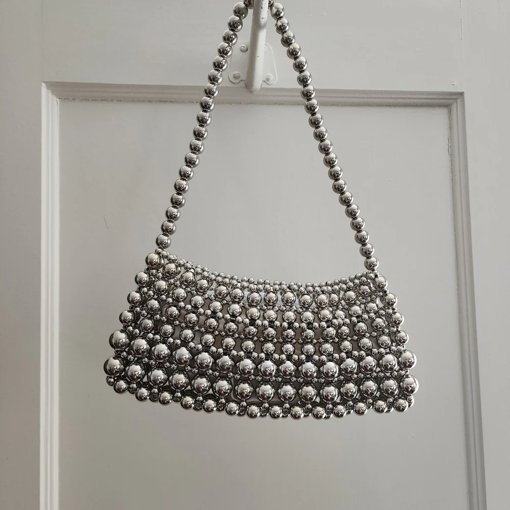 Silver Beaded Women's Handbag - Picture 2 of 2